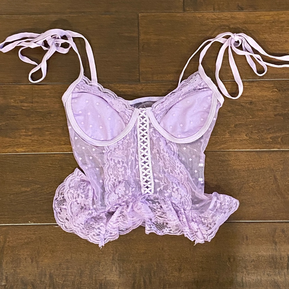 2 FOR $20 / Lilac purple lace corset with tie straps